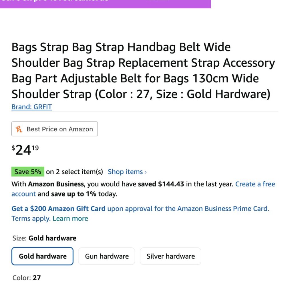 BOGO Geometric Blue and Beige Bag Strap with Gold Hardware - Picture 2 of 7
